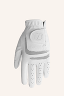 Wilson Grip Plus Golfhandschuh aus Leder mit schwarzem Design und flexiblen Handflächen für verbesserten Griff beim Golfspielen.
