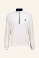 Leichter Adidas 1/4 Reißverschluss Pullover aus atmungsaktivem Material, in sportlichem Design und neutralen Farben.