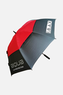 AQUA UV Sonnenschirm von Big Max in Aqua mit schwarzem und rotem Muster, bietet UV-Schutz und Schatten im Außenbereich.