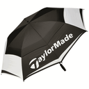 Schwarz-weißer Doppel-Canopy-Regenschirm von TaylorMade, wetterfeste Schirmkonstruktion mit doppellagigem Schutz.