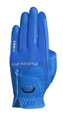 Golfhandschuhe von Zoom, Hybrid-Modell, mit blauer Druckgestaltung, für optimalen Griff beim Golfspielen.