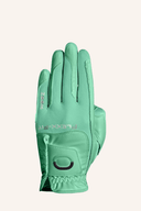 Golfhandschuhe von Zoom Hybrid mit grünem Druck, bequemes Material und sportliches Design, ideal für Golfspieler