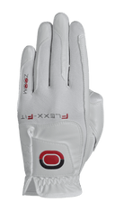 Golfhandschuh von Zoom im Hybrid-Design, weiß mit Druck, bequemer Griff für optimalen Spielkomfort
