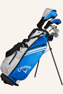 Callaway XJ Junior Golf-Komplettset mit 3-8 Schlägern, ideal für junge Golfspieler, in einer praktischen Tragetasche.