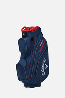 Callaway Org 14 III Cartbag in Marineblau und Rot mit mehreren Fächern und stabilen Griffen, ideal für Golfwagen.