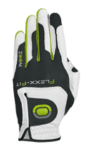 Golfhandschuhe von Zoom mit Tour-Design, schwarzes Material mit weißen Druckdetails, für optimalen Grip beim Golfspiel.