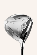 Silberner TaylorMade Qi 35 Designer Series Driver, Golfschläger mit modernem Design und ergonomischem Griff, auf einem Golfplatz.