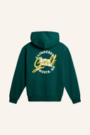 J. Lindeberg Club Tour Kapuzenpullover, grauer Hoodie mit Kapuze und Kängurutasche, sportlicher Style und Logo-Details sichtbar