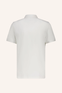 Weißes Poloshirt mit Kragen, Rückansicht auf neutralem Hintergrund