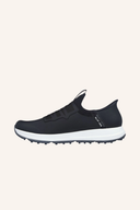 Skechers Elite 5 Slip-in Golfschuhe in schwarzem Design mit bequemer Sohle und atmungsaktivem Obermaterial.