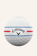 Callaway Chrome Soft Triple Track 2024 Golfbälle, weiße Bälle mit Triple Track Markierung und Logo, für Präzision beim Golf.