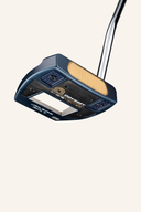 Odyssey Ai One Milled Jailbird Mini T Putter mit Edelstahlkopf und schwarzem Griff, Nahaufnahme des Schlägers für Golf.