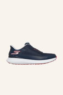 Skechers Go Golf Flight Slip-in Golfschuhe in Navy, seitliche Ansicht mit rutschfester Sohle und bequemem Design