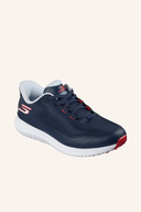 Skechers Go Golf Flight Slip-ins Golfschuhe in Navy, Profilansicht, bequeme Golfschuh mit rutschfester Sohle.