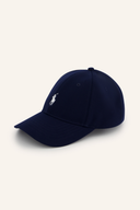 Ralph Lauren Player Cap, dunkelblaue Kappe mit sportlichem Logo, aus weichem Material, für Männer und Frauen.
