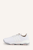 Adidas Tour360 22 Golfschuhe aus Leder mit Schnürung und grün-weißem Design, ideal für Golfspieler.