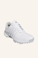 Adidas Tour360 (2024) Golfschuhe aus Leder mit griffiger Sohle und schnelltrocknendem Design auf weißem Hintergrund