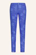 Blaue lange Hose von Alberto, JANA Flower Jersey, lässige Damenhose mit floralem Muster, bequemes Jersey-Material