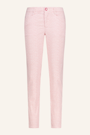Blaue lange Hose von Alberto JANA-CR Summer Dots WR mit weißen Punktmustern, aus leichtem Stoff für den Sommer.