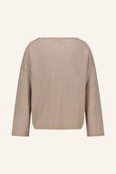 Hellgrauer Esisto V-Ausschnitt Pullover aus weicher Baumwolle, Nahaufnahme des kuscheligen Stoffes und eleganten Designs