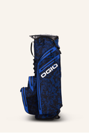 Ogio All Elements Hybrid Standbag mit mehreren Taschen und Schultergurt, ideal für Golfer, in schwarzer Farbgebung.