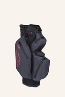 H2NO Staff Cartbag von Sun Mountain mit mehreren Fächern und bequemen Tragegriffen für Golfer auf dem Golfwagen