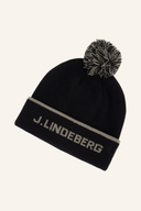 J. Lindeberg Strickmütze "Stripe Beanie" in Schwarz und Weiß, weiches Material, stylisches Design für kalte Tage