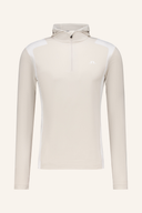 Lukas Quarter Zip Hood Hoodie von J. Lindeberg, graue Textil Jacke mit Reißverschluss, Kapuze und sportlichem Design.