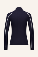 J. Lindeberg Aubree gestrickter Zip-Pullover, französischer Strickjacken-Style, in neutralen Farben, Detailaufnahme