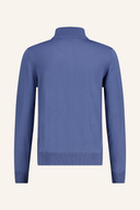 Kiyan Quarter Zip Strickpullover von J. Lindeberg, grauer Pullover mit Reißverschluss und Rippstrick-Details.