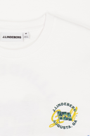 J. Lindeberg Parcie Tour T-Shirt in Grau, weiches Baumwoll-T-Shirt mit Rundhalsausschnitt und Logo-Print vorne.