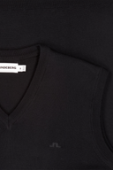 J. Lindeberg Liam Strickweste, elegante gestrickte Weste in neutraler Farbe, modisches Herren-Accessoire.