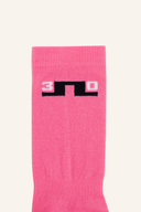 J. Lindeberg Kameron Socken in dunklem Design, aus weicher Baumwolle, mit feinen Mustern und Markenlogo.
