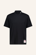 J. Lindeberg 30Y Rory KV Mock Neck Golfshirt, schwarzes T-Shirt mit Rollkragen und Logo-Details, aus weichem Stoff gefertigt