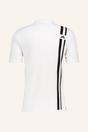 J. Lindeberg 30Y Wallis Knit Polo, elegantes weißes T-Shirt mit Knopfleiste und feinem Strickmuster, ideal für lässige Looks