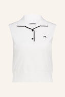 J. Lindeberg Becca Strick-Polo, bequemes T-Shirt aus weichem Stoff, mit Kragen und Knöpfen, in neutralem Farbton.
