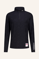 J. Lindeberg 30Y Matthew Poloshirt, schwarzes Herren-Poloshirt mit Knopfleiste und Logo-Details, Nahaufnahme