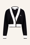 J. Lindeberg 30Y Nicole Cropped Cardigan, kurze Strickjacke, grau, mit Knöpfen und Rundhalsausschnitt, modischer Damen-Begleiter