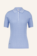 Madelene Kurzarm Polo-Shirt von Daily Sports, bequemes T-Shirt aus Baumwolle mit Kragen und Knopfleiste, weiße Farbe, frontal sichtbar