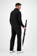 Regenjacke von Cross Sportswear für Pro-Regenanzüge, wasserdichtes Material, schwarze Outdoor-Jacke mit Kapuze.
