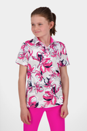 Kjus bedrucktes Poloshirt, Polo-Kleidung aus weichem Stoff mit farbigem Druckmuster, für Damen und Herren.
