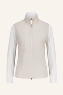 Chervo Parigi Pullover Jacke aus weichem Stoff, mit Reißverschluss und Stehkragen, in neutralem Farbton.