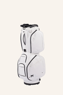 Minimal Golf Gaia TE1 Cartbag, schwarzer Golfwagen-Tasche mit mehreren Fächern und stabilem Griff, ideal für Golfrunden.