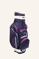Großer Big Max Dri Lite Silencio 2 Cartbag mit mehreren Fächern, schwarzes Design, stabiler Griff und Helmfach sichtbar.