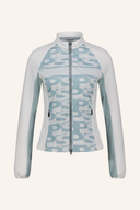 Gemusterte Sportalm Funktionsjacke mit wasserdichter Oberfläche und verstellbarem Kapuze, ideal für Outdoor-Aktivitäten.
