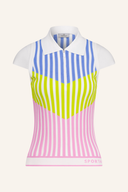 Sportalm Cathrin (2026) Polo in Weiß mit kurzen Ärmeln und sportlichem Schnitt, Detailaufnahme des Poloshirts.