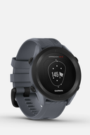 Blaue Garmin Approach S12 Golfuhr mit digitalem Display und schwarzem Armband, für präzises Golf-Tracking und Spielanalyse