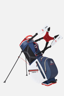 Hybrid Golftrolley AQUA Hybrid 3 von Big Max in Navy, Weiß und Rot, mit stilvollem Design und modernen Funktionen.