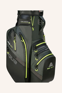 Großer Big Max AQUA Silencio 4 Cartbag mit blauer Farbgebung, seitlicher Druck und mehreren Staumöglichkeiten für Golfschläger.