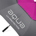 AQUA UV Sonnenschirm von Big Max mit aqua-blauem Stoff und Wassertröpfchen-Muster, ideal für Sonnenschutz im Freien.
